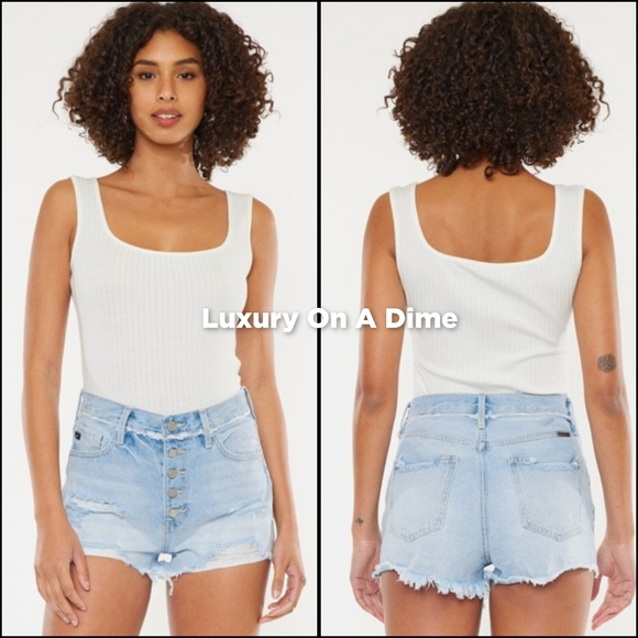 KanCan Button Fly High Rise Distressed Frayed Torn Denim Cut-Off Jean Shorts - Picture 2 of 13